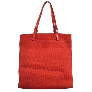Michael Kors Orange MK Logo Embossed‎ Tote Bag Large Shoulder Purse